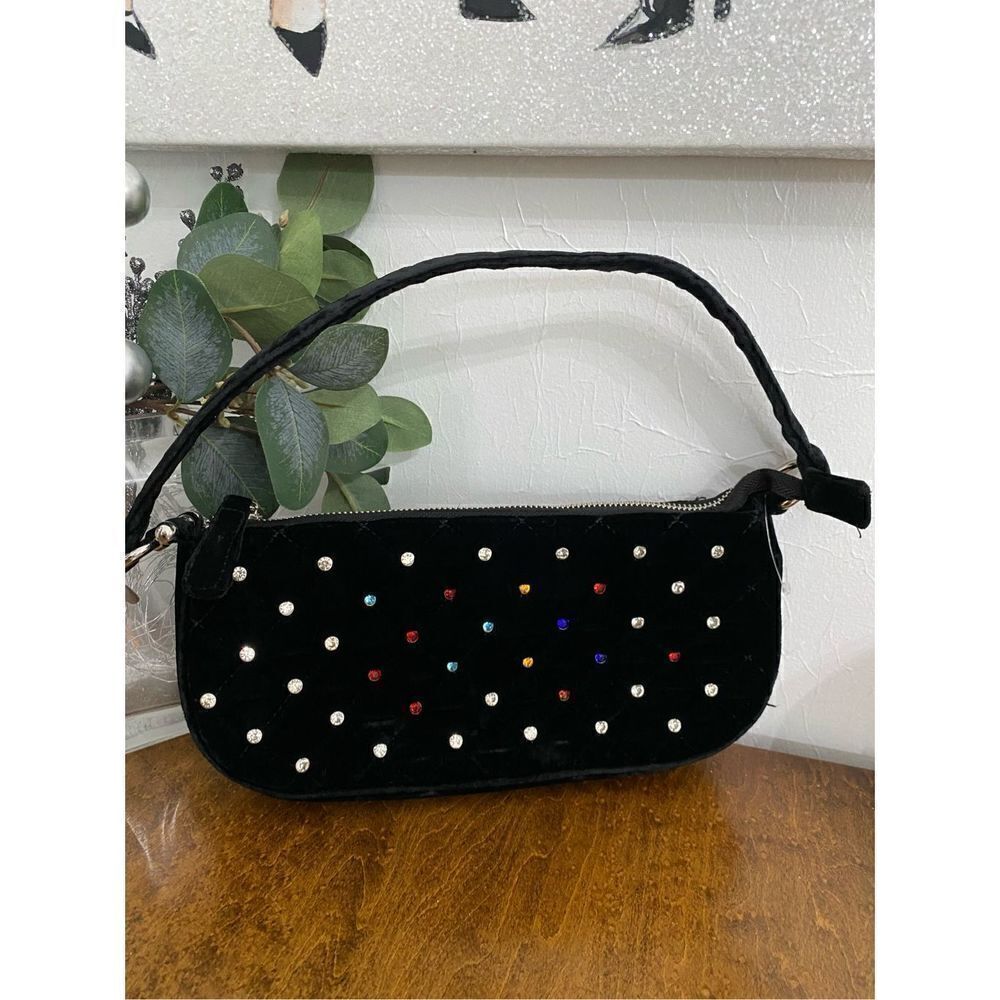 New Urban Outfitters Black Velvet Rhinestone Purse